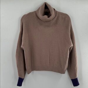 Pinko Windon Dolcevita Cashmere Turtleneck Tan Purple‎ Cuff Small